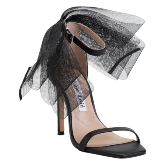 CHARLES DAVID Leather Emotional Oversized Bow Heeled Sandals - Picture 1 of 2